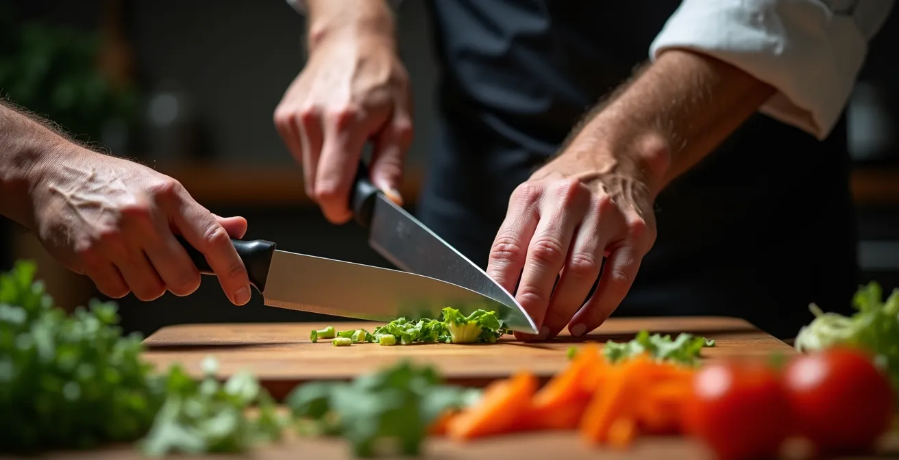 Chef transmettant son savoir à un commis attentif en cuisine