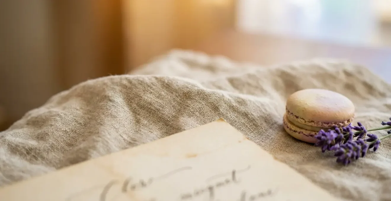 Détail macro d'une carte manuscrite posée sur un oreiller d'hôtel, évoquant une attention personnalisée.