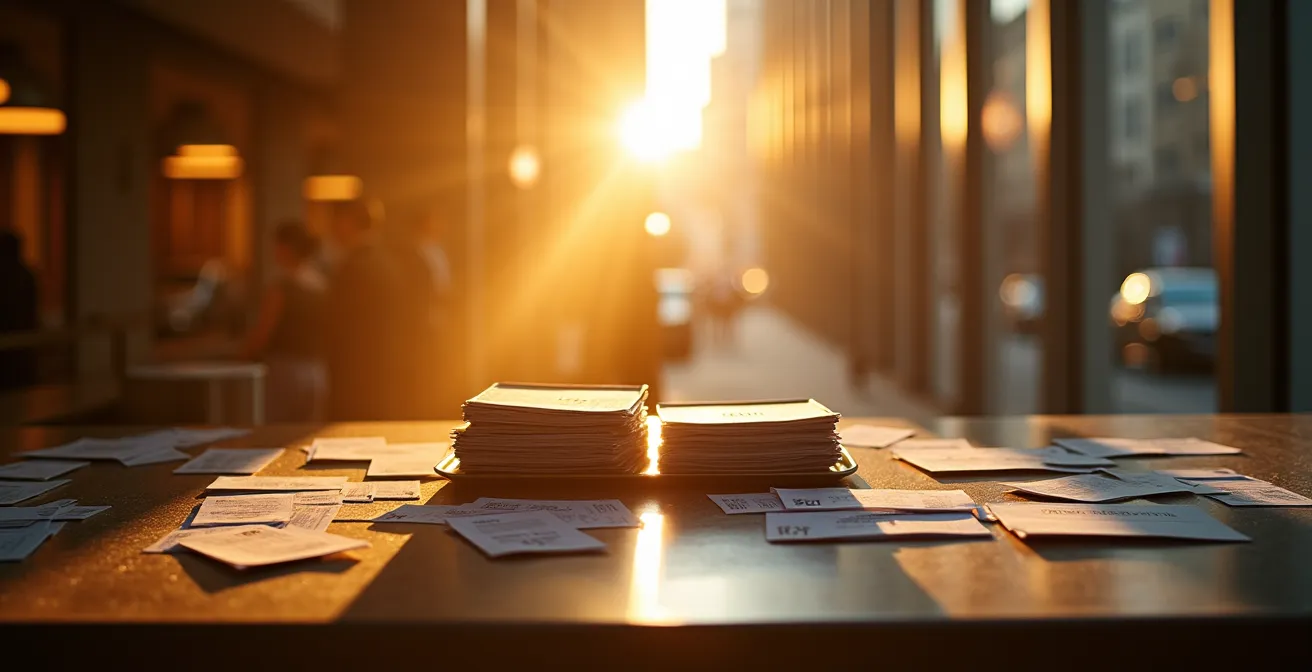 Deux versions d'une même scène hôtelière montrant le contraste entre la présentation idéalisée et la réalité du terrain