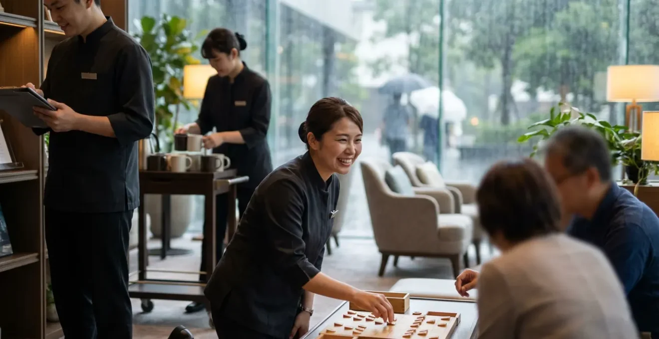 Équipe hôtelière polyvalente s'adaptant aux conditions météorologiques changeantes