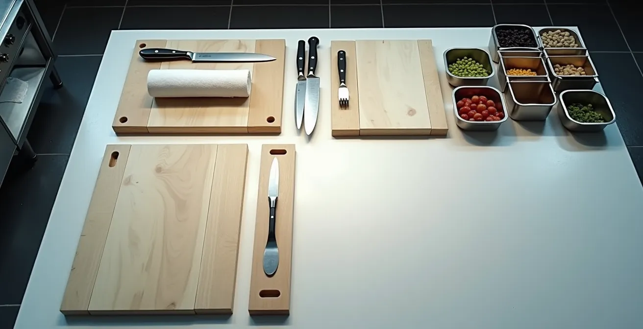 Plan de travail impeccable d'un commis organisé en plein service