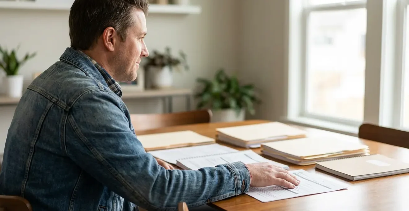 Travailleur saisonnier présentant son dossier de location avec documents organisés