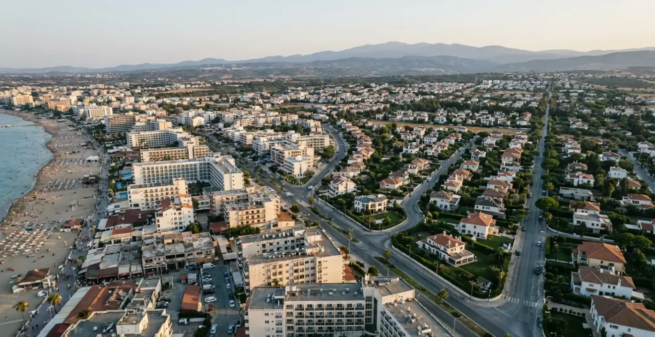 Vue aérienne d'une station balnéaire française montrant le contraste entre zones touristiques et résidentielles