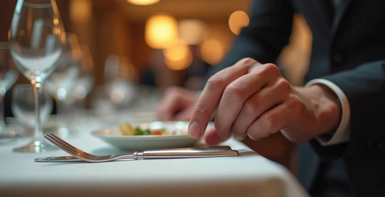 Observation discrète du rythme d'une table par un serveur expérimenté pour un timing de service parfait.